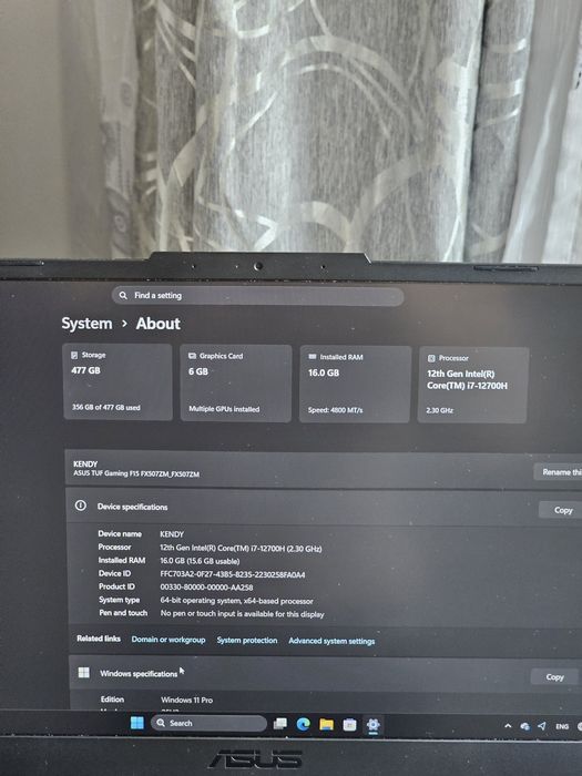 Laptop Gaming i7 Gen 12 , Asus TuF F15