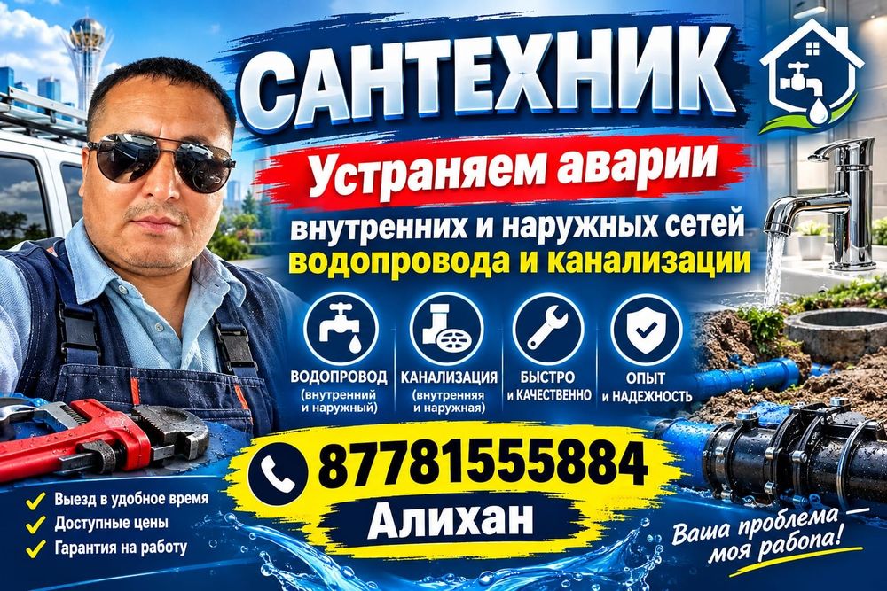 Сантехник за выезд 5000 тг