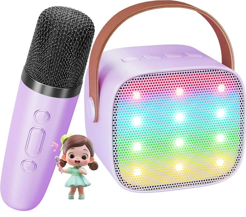 Преносима караоке система с безжичен микрофон и LED говорител!ТОП цена