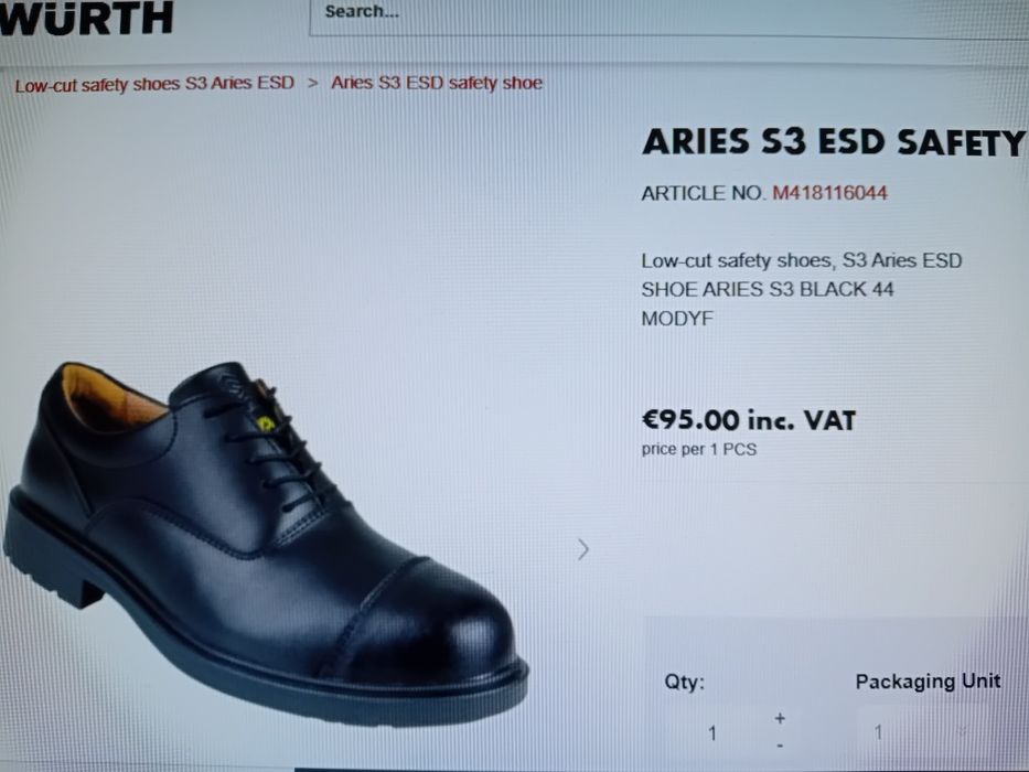 Pantofi piele WURTH Modyf Aries S3 SRC ESD gen UVEX marimea 44 zero km