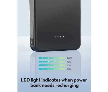 Power Bank 10000mAh 15W 1x USB-A 1x USB-C Neagra baterie externa