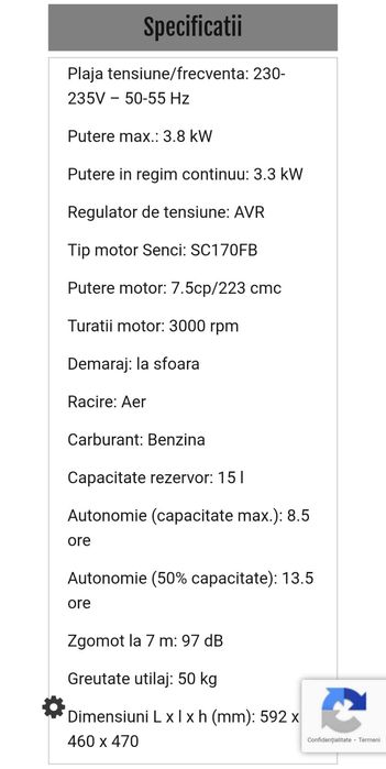 Generator monofazat 3,8 kw