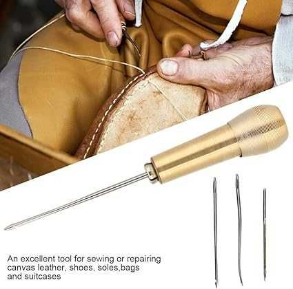 кожарско, сарашко шило с 3 игли, игла за ръчен шев