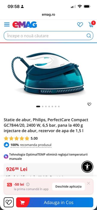 Statie de abur, Philips, PerfectCare Compact GC7844
