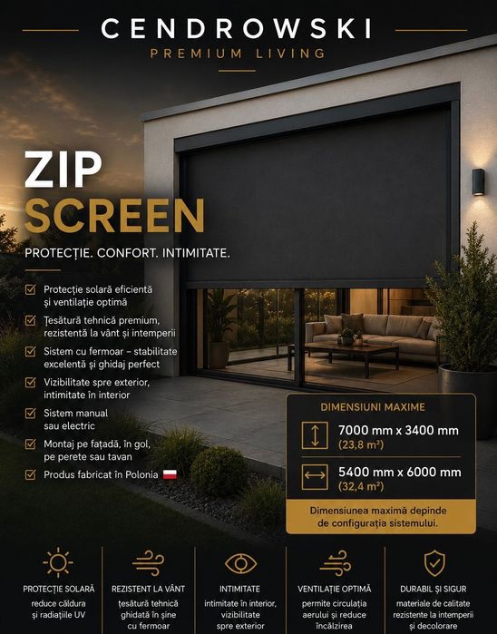 ZIP Screen  | Rulouri exterioare electrice la comandă | Protecție solară | Montaj Cluj