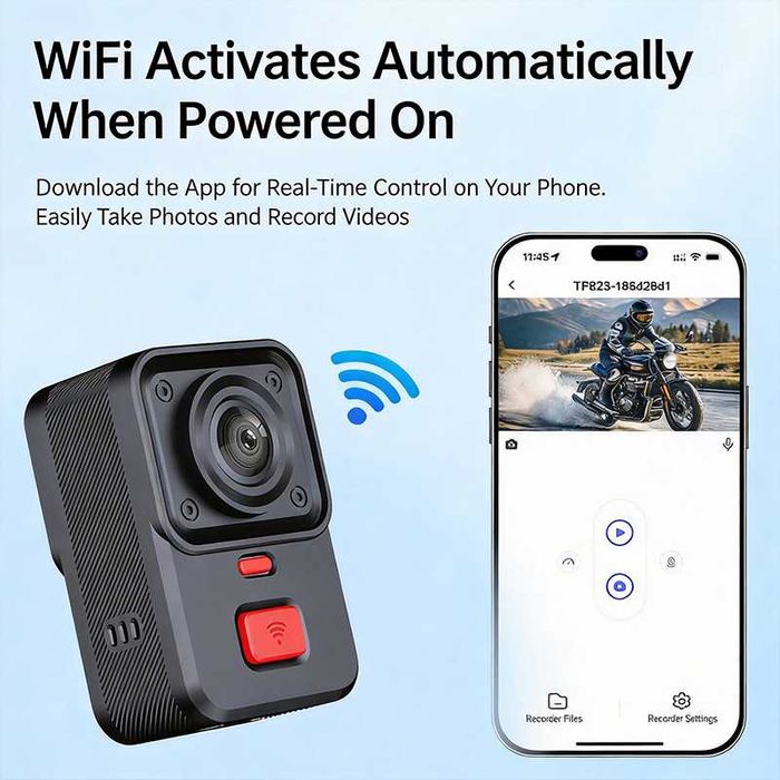 Видеорегистратор за мотор Камера за мотоциклет (предна и задна) 2K WiFi IP66 Водоустойчива