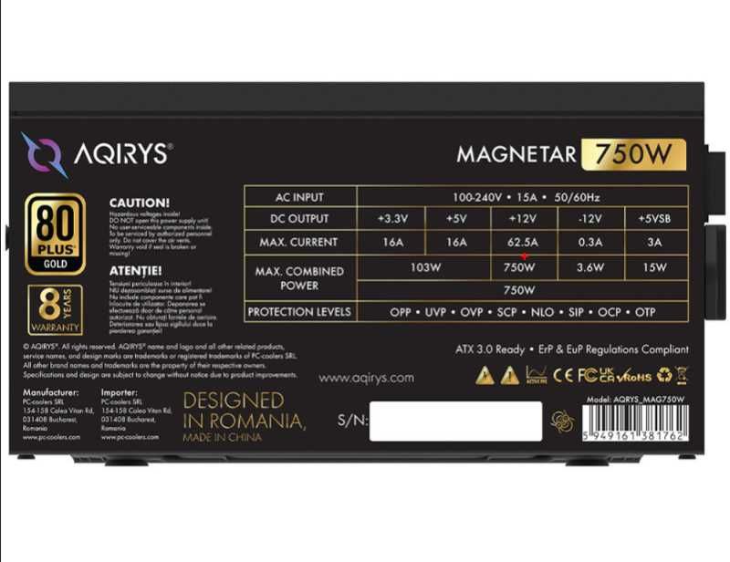 Sursa AQIRYS Magnetar, 80+ Gold, 750W