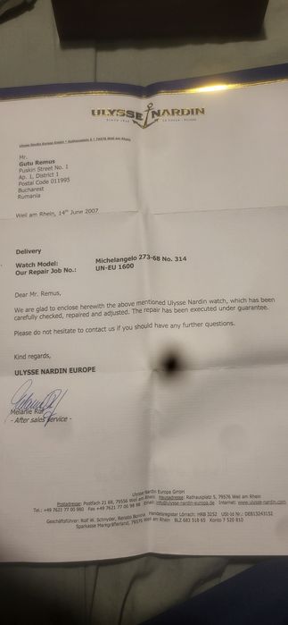 Ulysse Nardin.Ceas original de vanzare