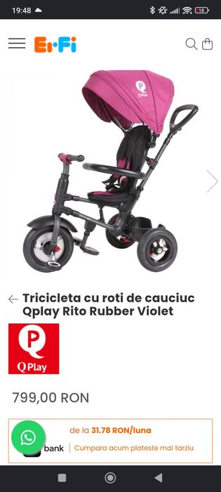 Tricicleta cu roti de cauciuc pliabila