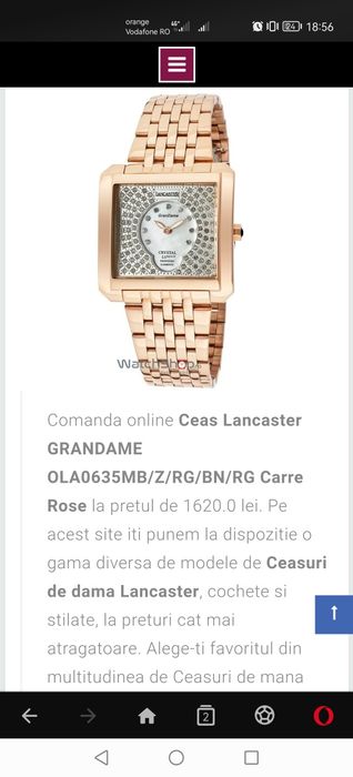 Ceas dama Lancaster rose Grandame  Carre