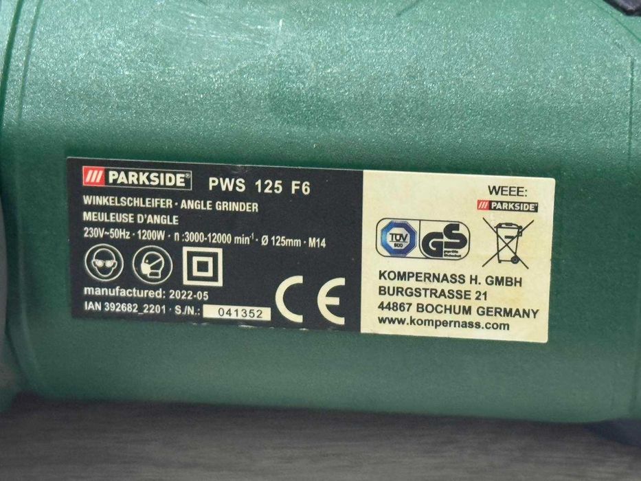 Ъглошлайф Parkside PWS 125 F6