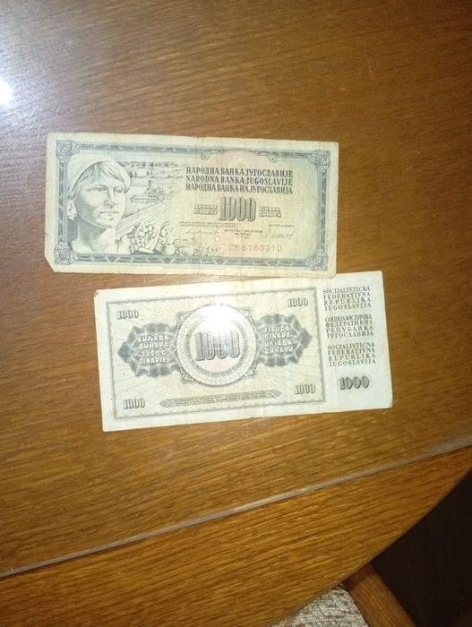 Vând doua bancnote de 1000 dinari Iugoslavia
