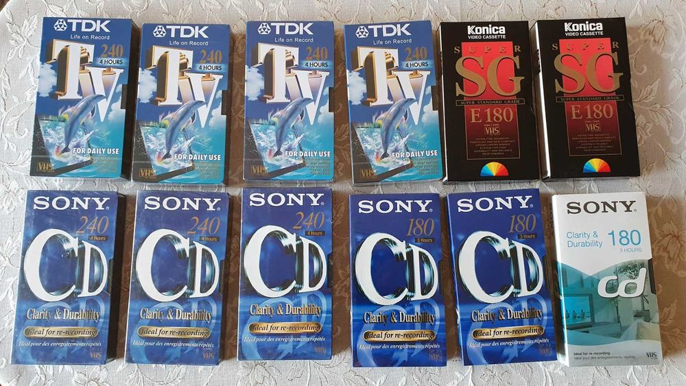Нови видеокасети VHS TDK, JVC, BASF, Sony, Memorex. Konica