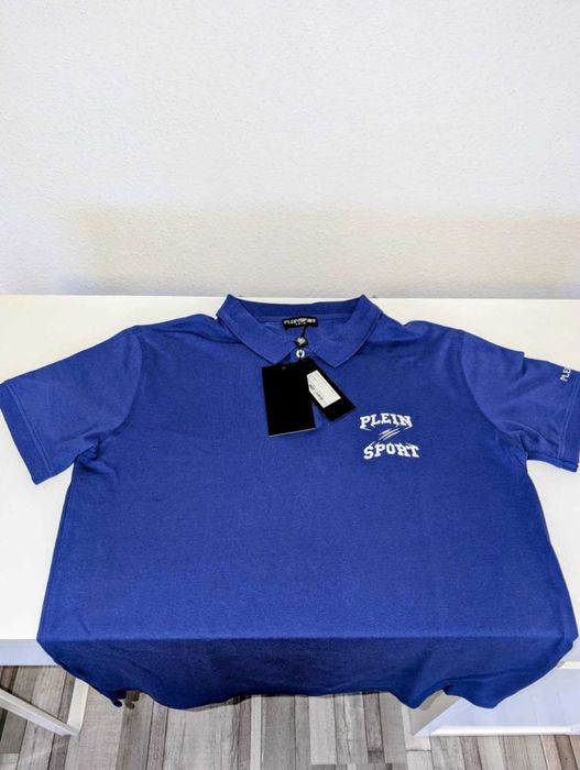 Phillipp Plein блуза, синя, къс ръкав, XL, нова