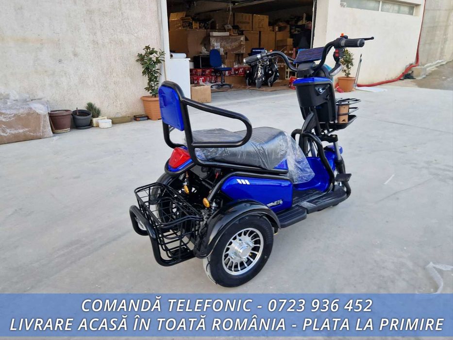 Tricicleta electrica 2 locuri (sa dubla) adulti si varstnici FARA PERMIS - OFERTA - Livrare GRATUITA acasa in toata Romania! - 60v20ah  FULL ECHIPATA!