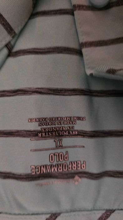 Member's Mark - Performance Polo - tricou polo barbat, alb cu dungi gri, masura XL