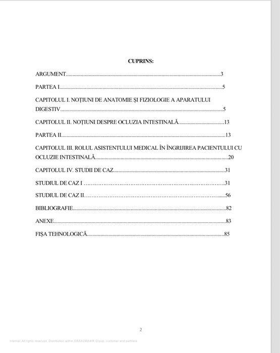 Proiect de absolvire Nursingul Pacientului cu Ocluzie Intestinală