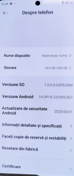 (AG35 B 34680) Telefon Xiaomi Redmi Note 14Pro 5G - 750 Lei Garantie!