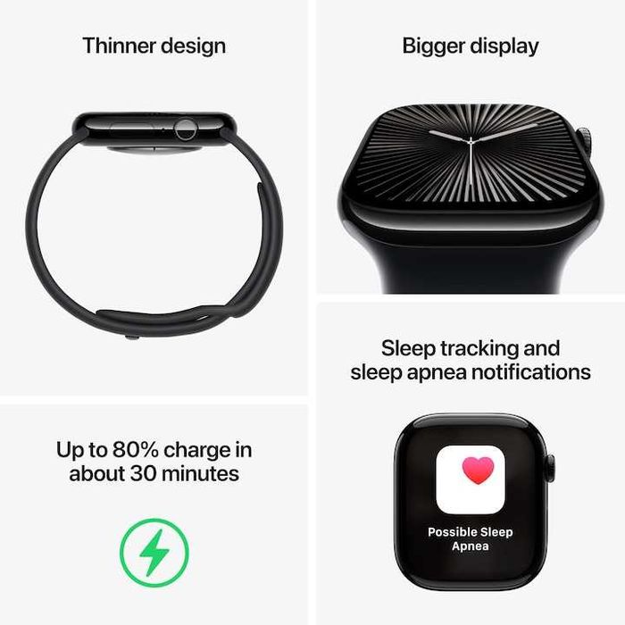 Apple Watch Series 10 GPS 46mm Jet Black carcasa Aluminiu black sport band M/L (nou-sigilat)
