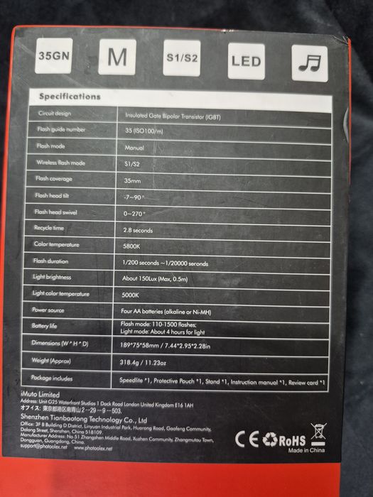 Blitz manual Photoolex M500 Led Canon, Nikon, Sony