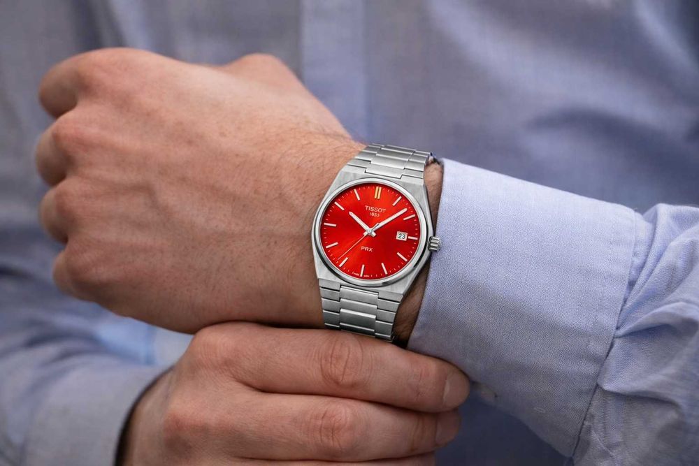 Tissot PRX 40mm Red Swiss Made Safir, Oțel Inoxidabil, Cutie + Factură