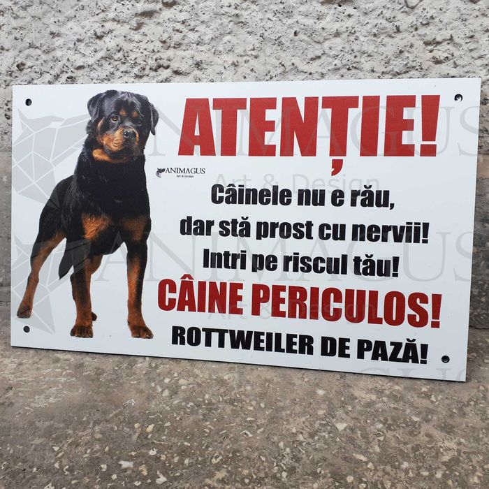 Placa Avertizare Caine Rau Periculos Rottweiler