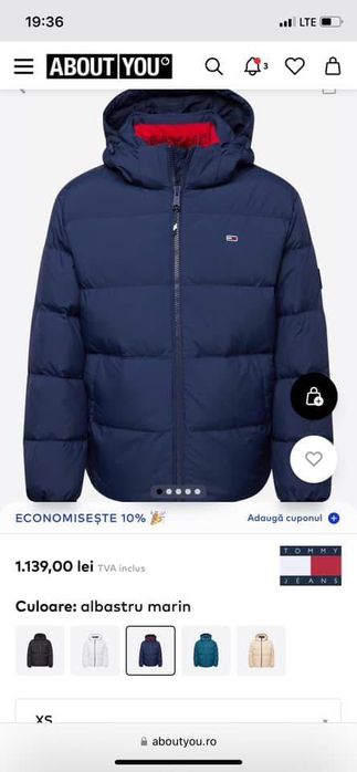 Geaca Tommy H masura S pene puf unisex