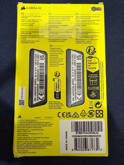 Memorie Corsair Vengeance Black Heatspreader 64GB DDR5 6000MT CL30 RGB