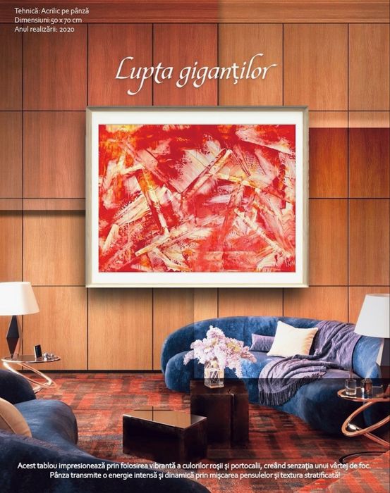 Tablouri pictate manual, unicate! Dimensiunea de 50/70 cm.