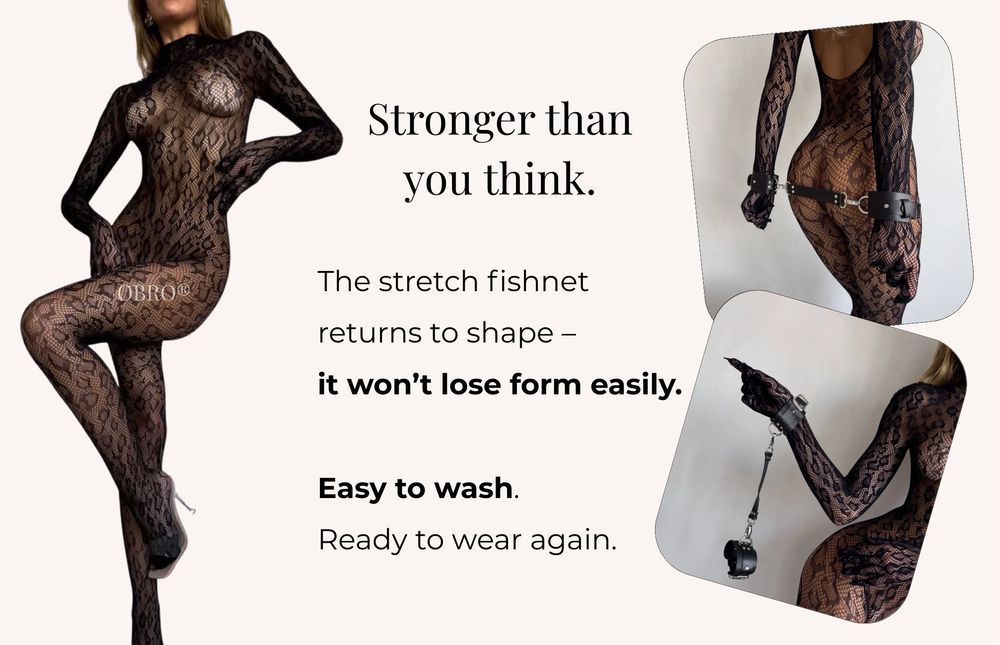 Costum Sexy din Plasă Elastică Leopard, Efect Second Skin - Negru, One