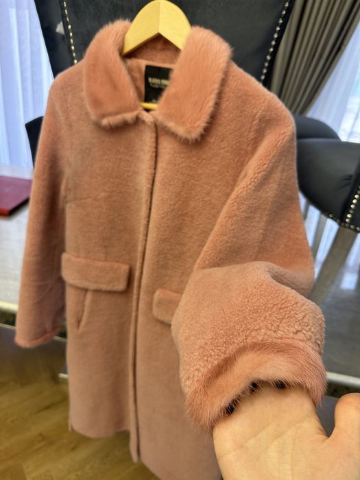 Шуба из овчины с норкой