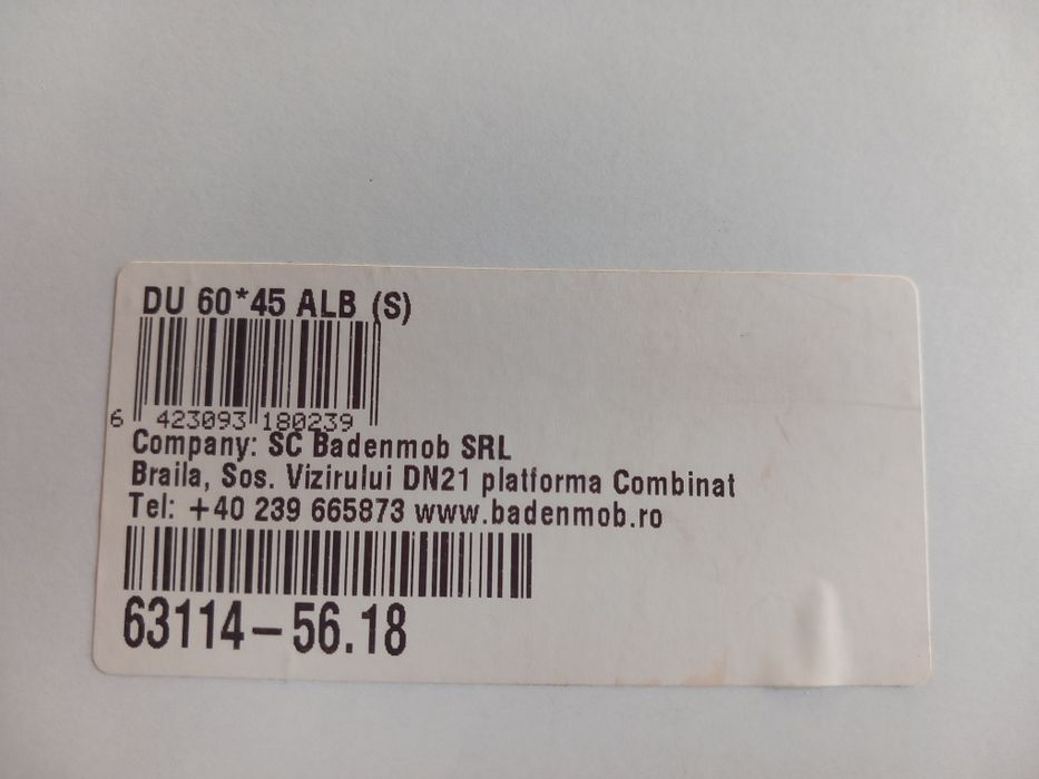 Vând dulăpior baie suspendat,60/45 cm,mdf alb,nou.