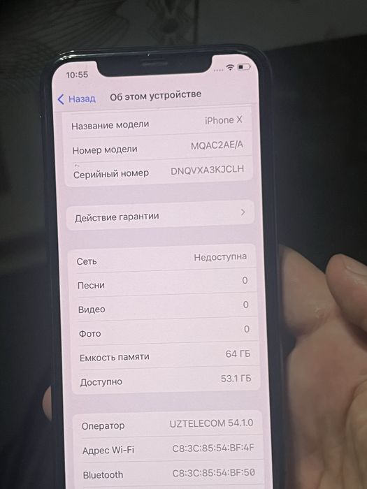Iphone x s rangi qora xotira 64 telefon hamma narsasi ishlab turipti