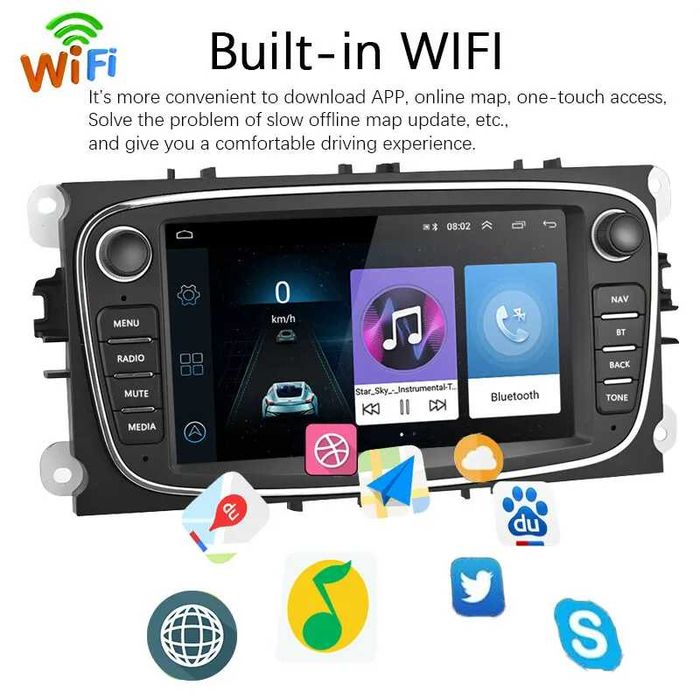 Мултимедия за Ford Focus S-Max Mondeo Galaxy Kuga с Android Навигация