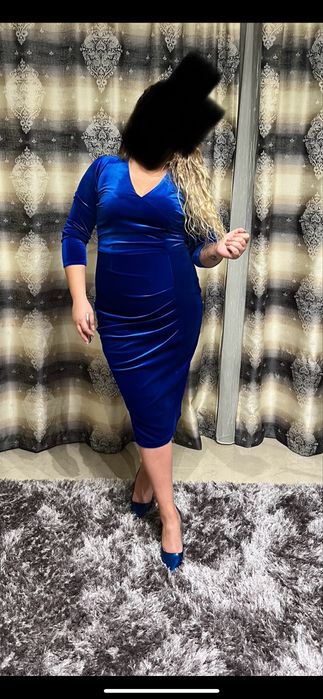 Rochie eleganta albastru metalizat