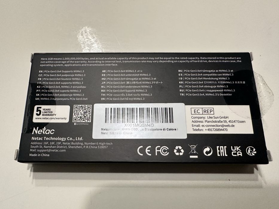 SSD intern 250GB netac m.2 3000Mb/s pc gaming