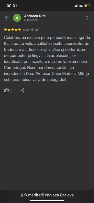 Meditatii de limba engleza Personalizat si Individualizat Craiova