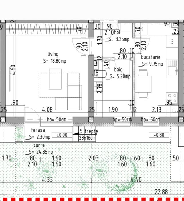 Popesti-Leordeni-Garsonieră cu grădină de 25 mp(loc parcare inclus )