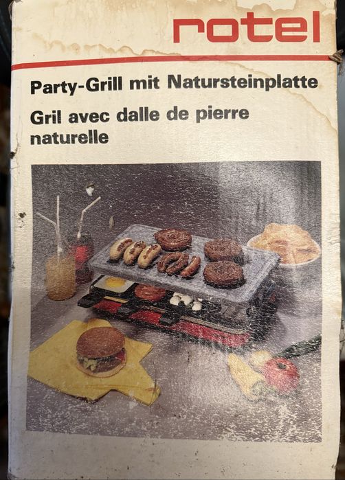Rotel парти грил с естествена каменна плоча чисто нов пълен комплект