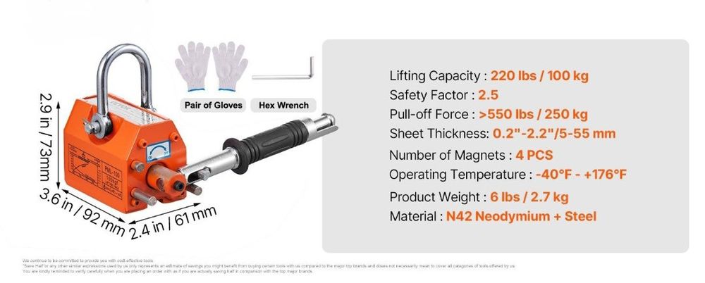 Vevor magnet permanent 100 kg