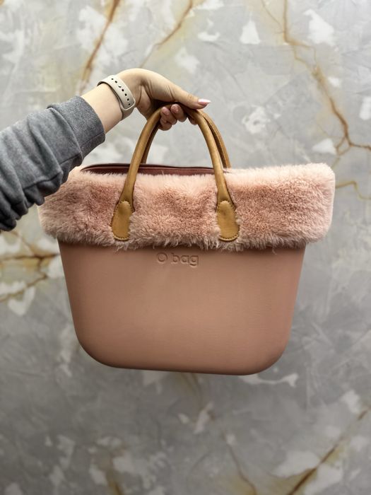 O bag дамска чанта – розова, зимен модел с пух