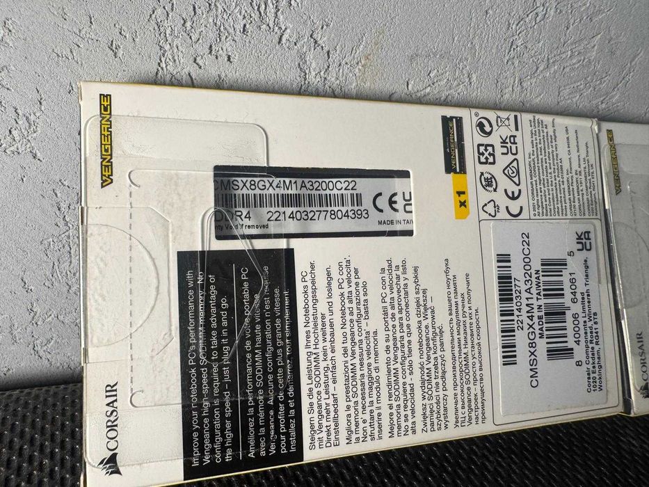Kit RAM Corsair Vengeance 16GB 2x8GB DDR4 3200MHz SODIMM Laptop