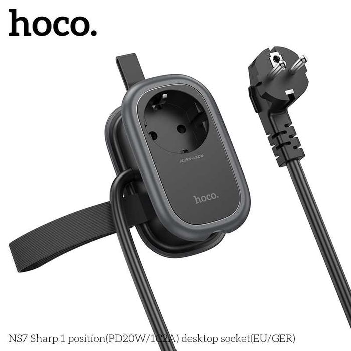 Hoco NS7 Sharp Сетевой удлинитель AC 4000W+2*USB+1*Type-C PD20W EU1.1м