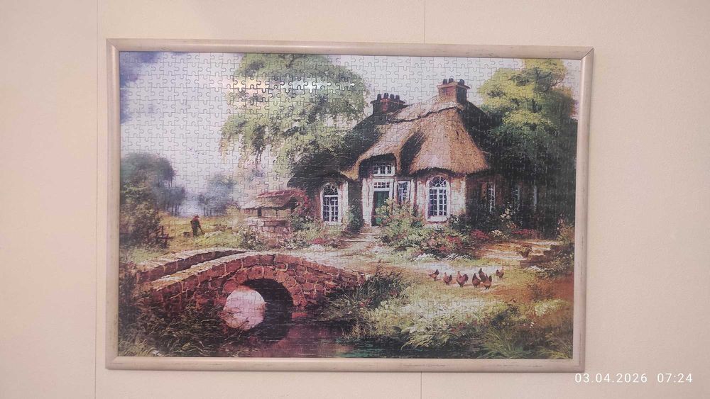 АРТ пъзел нов РАМКИРАН "Къща сред зеленината" - Рент Уитхар