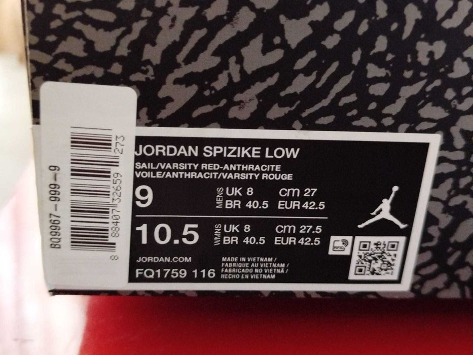 ADIDASI Nike Jordan Spizike Low FQ1759-116  ORIGINALI 100%  nr 42.5