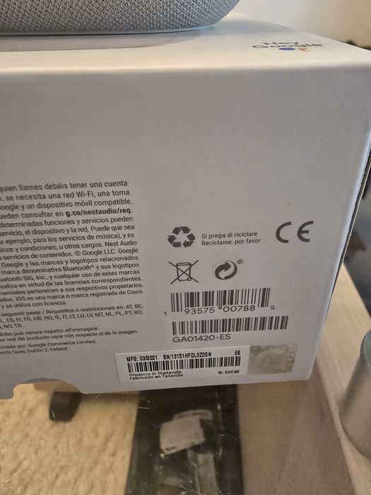 Boxa inteligenta Google Nest Audio, Wi-Fi, Bluetooth, Comenzi Vocale, Alb