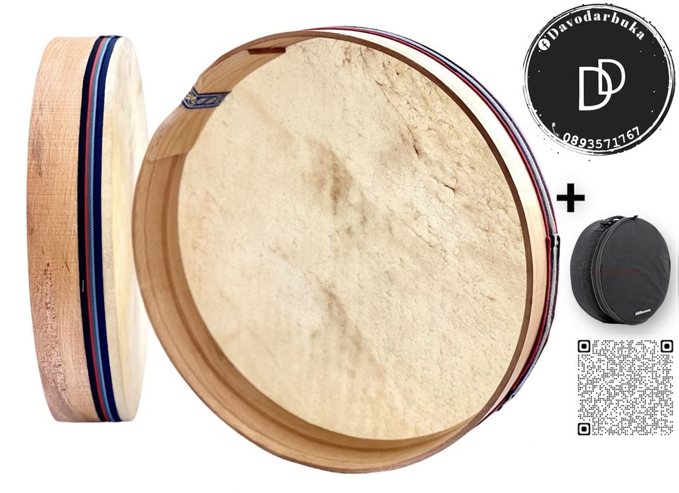 Разпродажба професионално голямо ударно дайре от еленска кожа с калъф