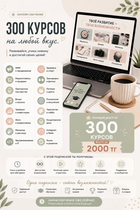 300 различных курсов