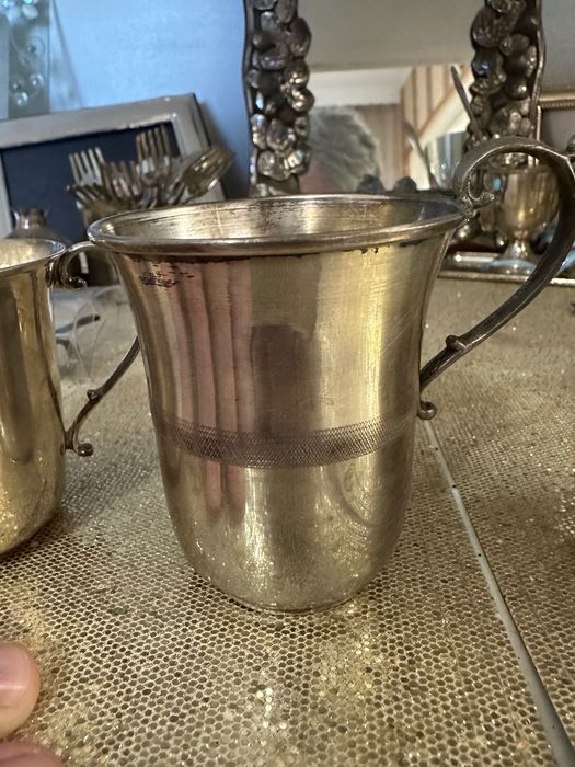 Сребърни чаши за вода или чай кафе. Масивно сребро 925