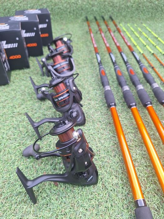 SET 4 Lansete Feeder 2.4 m PRO FL Aqua River 280 gr + 4 Pro Fl XFB4000
